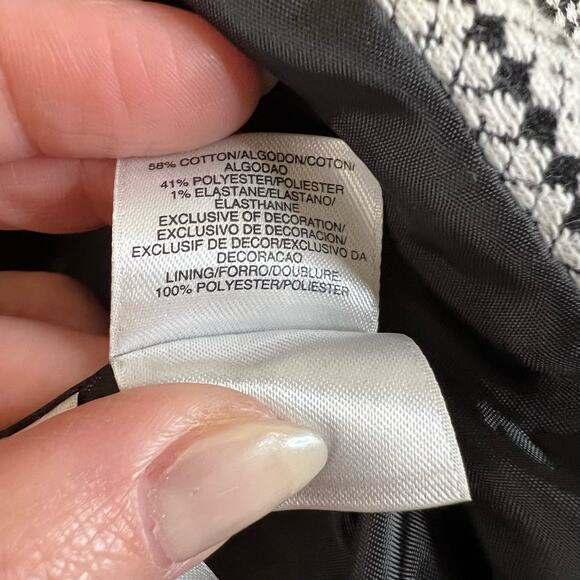 NINE WEST Geometric Blazer Cardigan Jacket Black White Open Front Pockets Sz 6 - Picture 8 of 11